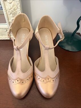 Chelsea Crew Gatsby II Two-Tone Blush T-Strap Heels